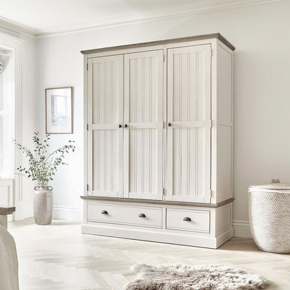 BROMPTON Painted Acacia & Ash Top Triple Wardrobe 
