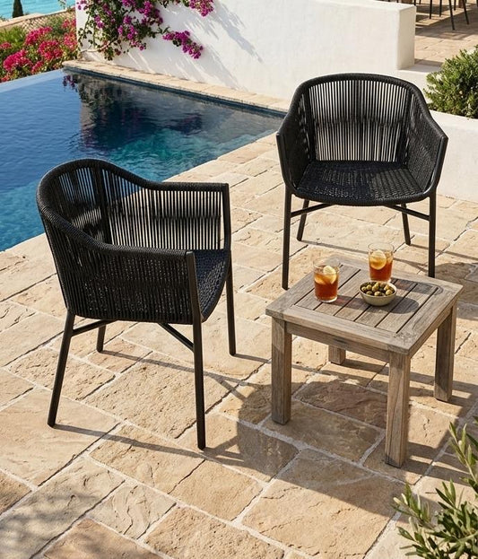 BOGART ROPE CARVER outdoor BLACK PAIR OF CHAIRS, set of 2