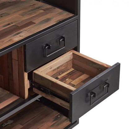 Kleo Small Bar
Reclaimed boatwood and metal panels
Rustic look
Dimensions: 144cm (W) x 110cm (H) x 60cm (D)
