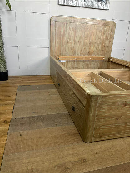 Rustic Loaf Woody double bed frame made from raw, reclaimed solid wood.