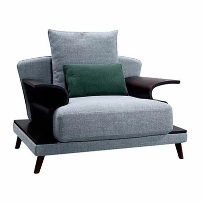 Shine Mount Ricci grey statement upholstered armchair for living room decor. With curve arms