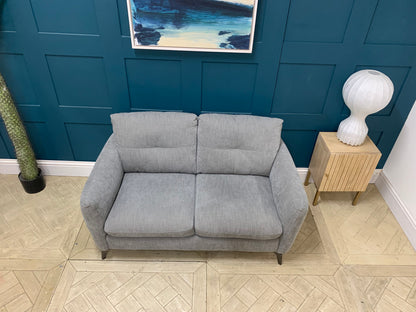 Sofology Mimi 2 seater sofa in grey mix cross weave fabric with retro throwback design