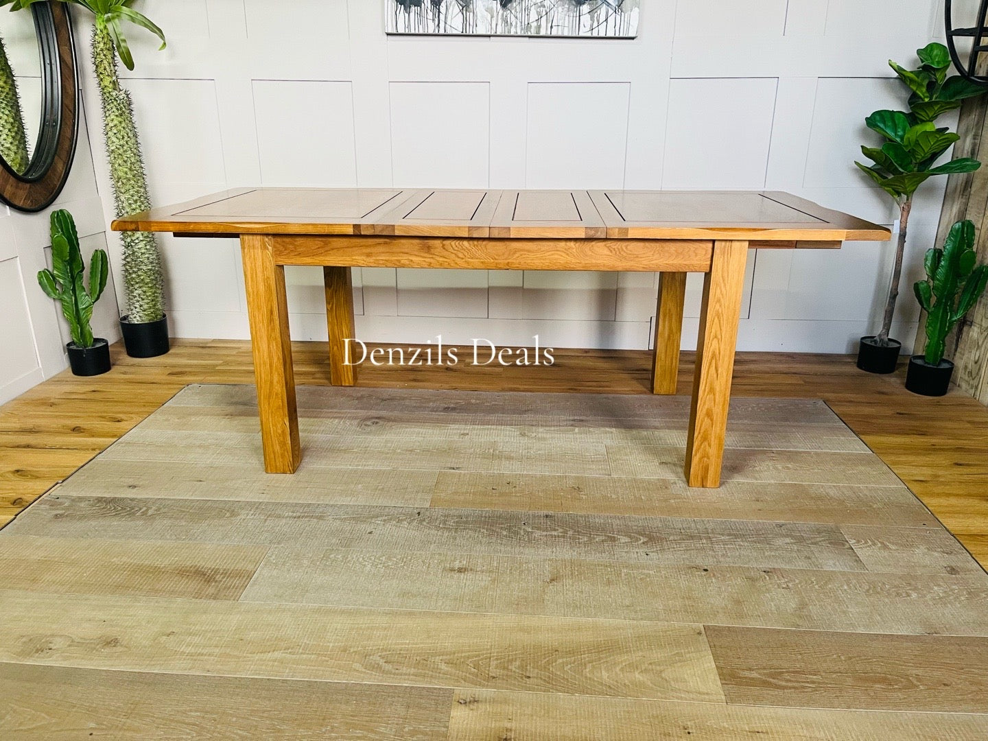 Solid Oak 6-8 Seater Extending Dining Table Rushmere Rustic  OakFurnitureland R2