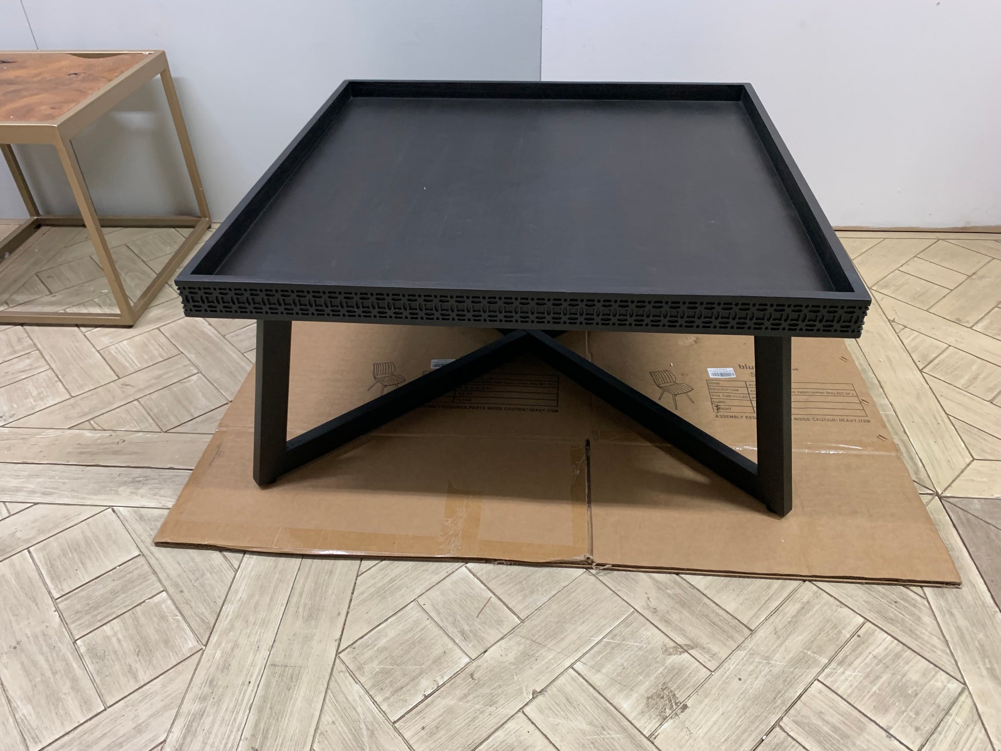Solid mango wood Boho Boutique coffee table by Frank Hudson featuring mixed teak and mahogany veneers