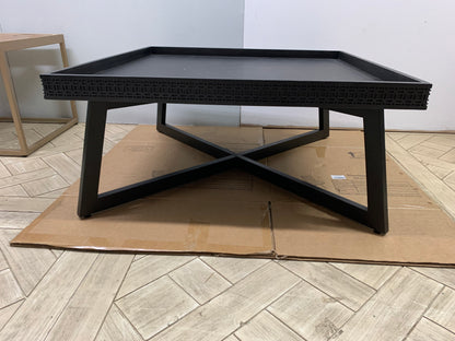 Solid mango wood Boho Boutique coffee table by Frank Hudson featuring mixed teak and mahogany veneers