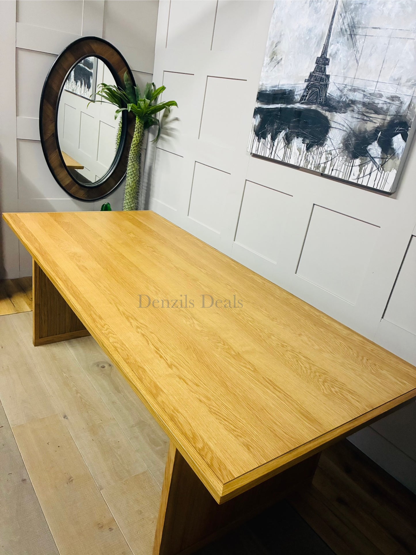 Solid natural oak 8-seater dining table from the John Lewis Anders range, showcasing a modern Scandinavian design with sturdy rectangular construction"