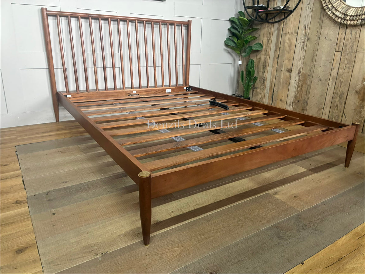 Swoon Cartwright king-size wooden bed frame in dark brown acacia