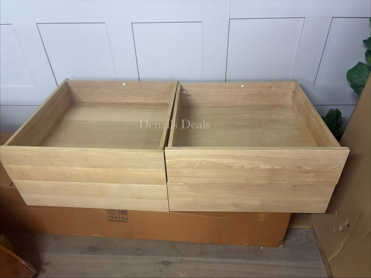 John Lewis Rest king-size natural wood bed frame with 4 storage drawers and padded headboard