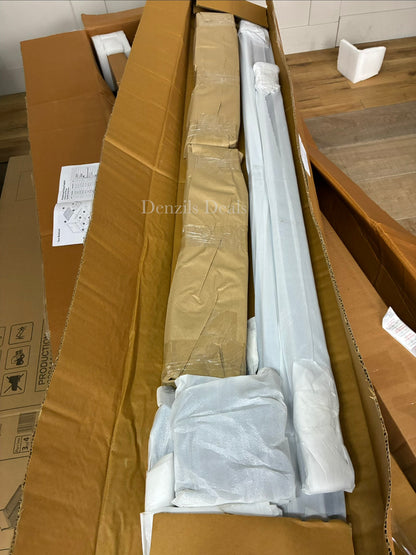 John Lewis Rest king-size natural wood bed frame with 4 storage drawers and padded headboard