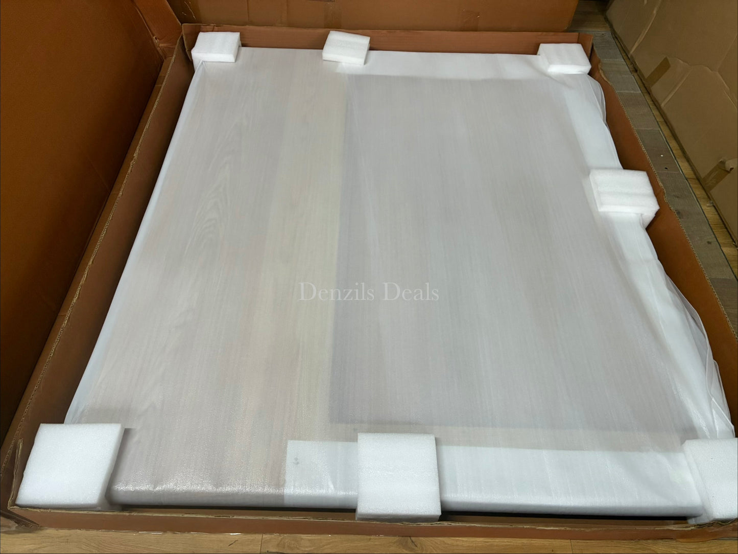 John Lewis Rest king-size natural wood bed frame with 4 storage drawers and padded headboard