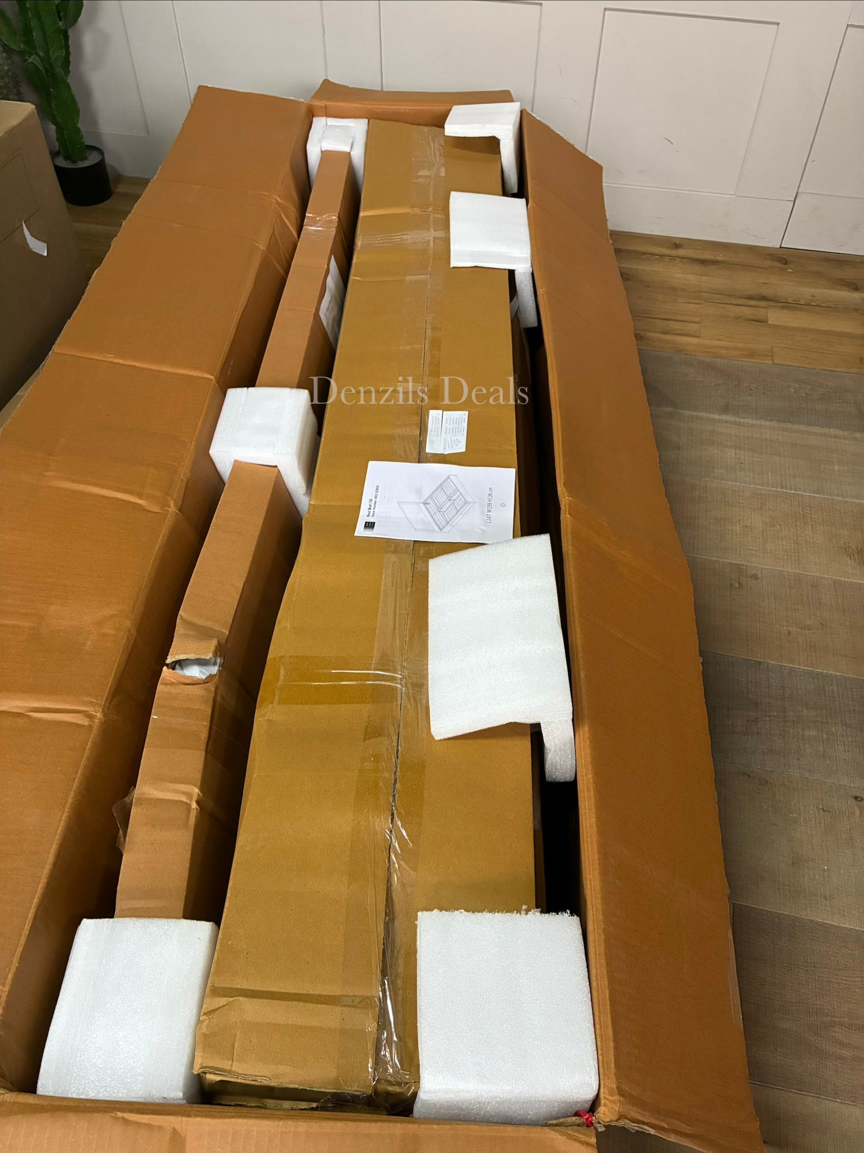 John Lewis Rest king-size natural wood bed frame with 4 storage drawers and padded headboard