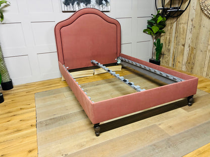 The Love Your Home Christobelle Double Piped Bed in Blush & Valentine an upholstered divan-style bed featuring elegant double-piped edging around the headboard and footboard for a tailored, hand-worked look