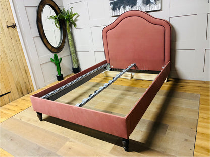 The Love Your Home Christobelle Double Piped Bed in Blush & Valentine an upholstered divan-style bed featuring elegant double-piped edging around the headboard and footboard for a tailored, hand-worked look