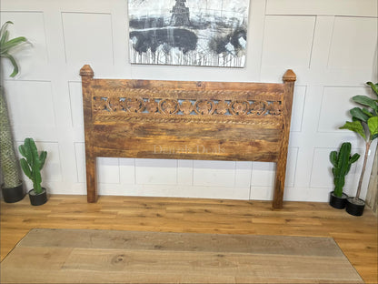 Urban Outfitters Prianti carved mango wood headboard for kingsize bed.
