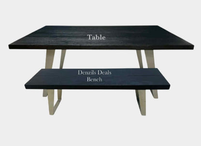 Newington Black Dining Table (180cm) & Bench, Small By Gallary Direct