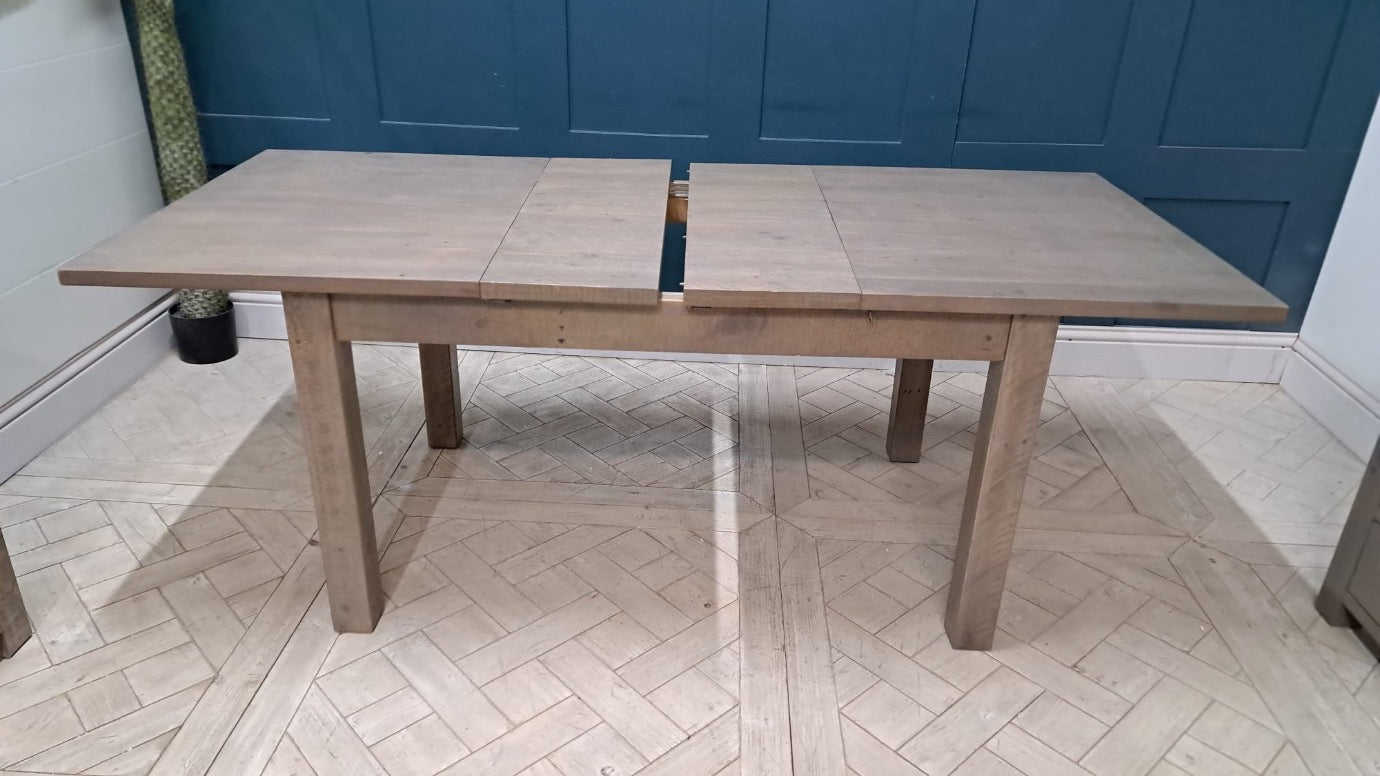 Scandinavian style rustic pine extending dining table