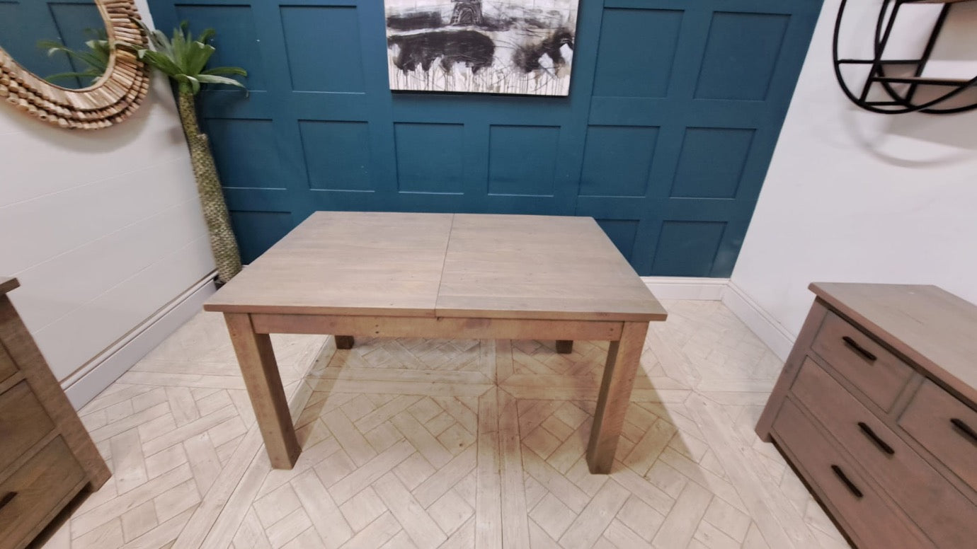 Scandinavian style rustic pine extending dining table