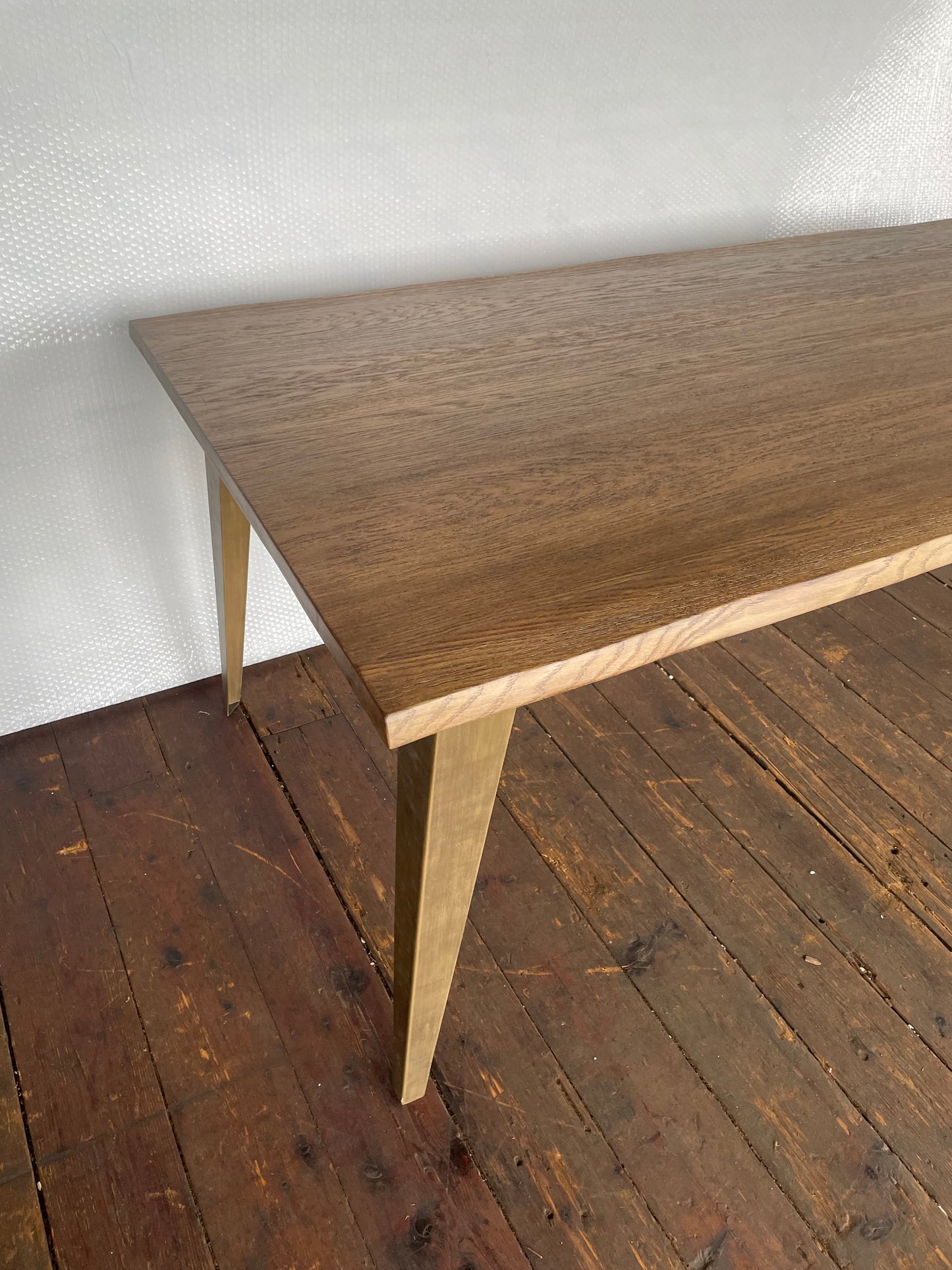 Enhance your dining room with the industrial-inspired Frank Hudson Foundry solid oak 180cm table With metal legs