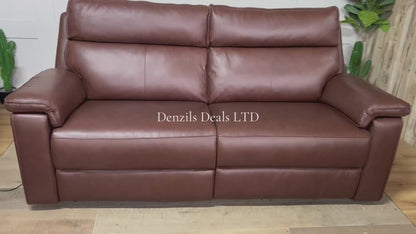 Selby 3 Seater Electric Recliner. Virgo Chestnut Leather