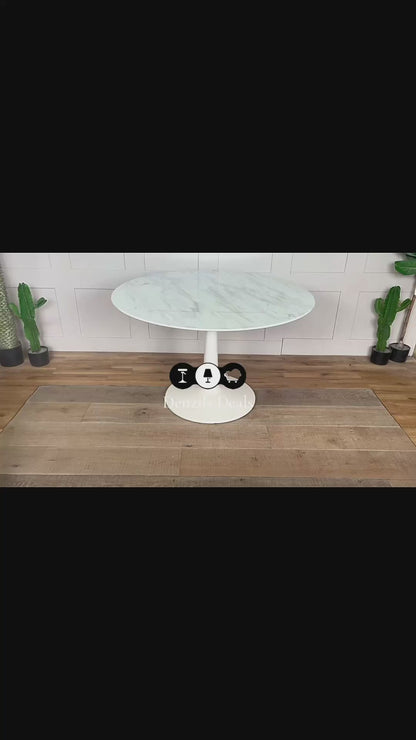 Nick Scali Round Marble Dining Table With Metal Pedestal Base Rrp £1299 R45