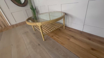 Marmo Coffee Table in Whitewashed Oak With 15mm Thick Glass Top