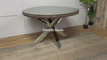 Solid Wood Round Dining Table - Furniture Village Chennai Range R62