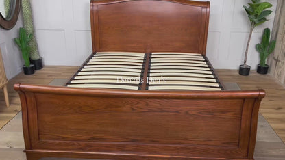 cotswold WINCHCOMBE OILED DARK OAK King Sleigh Bed