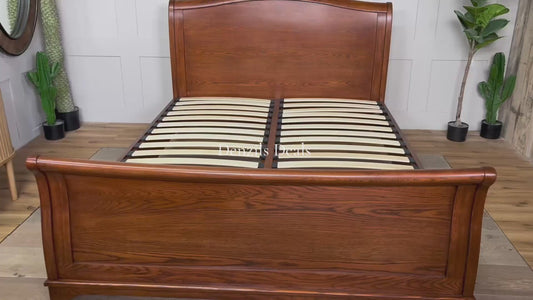 cotswold WINCHCOMBE OILED DARK OAK King Sleigh Bed