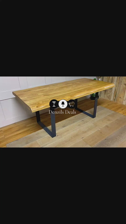 BROOKLYN Living Edge 8 Seater Dining Table Oak Furnitureland Alternative Legs.