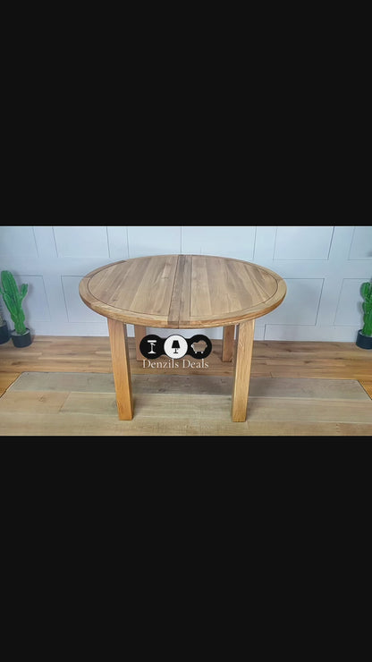 Knightsbridge 6 Seater Round Extendable Dining Table, Natural Solid Oak by oak furnitureland