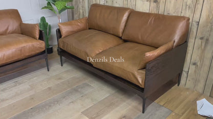 Bradlee 2.5 Seater Leather/oak Sofas Rrp £5000