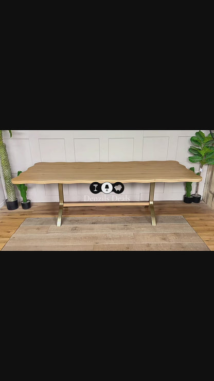 Anthropologie Caldwell Rectangular Oak Dining Table With Alternative Brass Legs R58