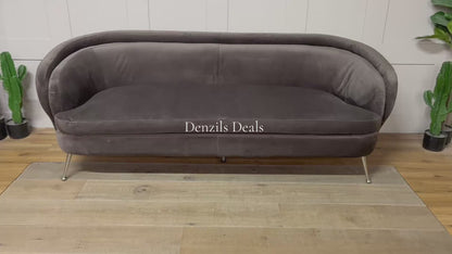 Gallery Interiors Tesoro Sofa Dark Taupe Velvet Rrp £1875 R61
