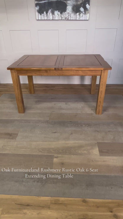 Solid Oak 6-8 Seater Extending Dining Table Rushmere Rustic  OakFurnitureland R2