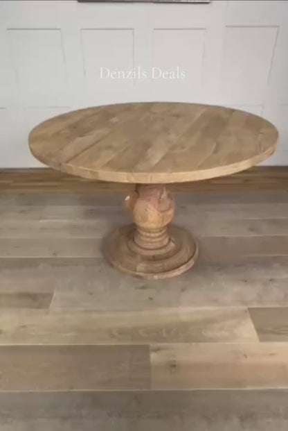 nkuku laya round carved mango wood table Rrp £1450. R50