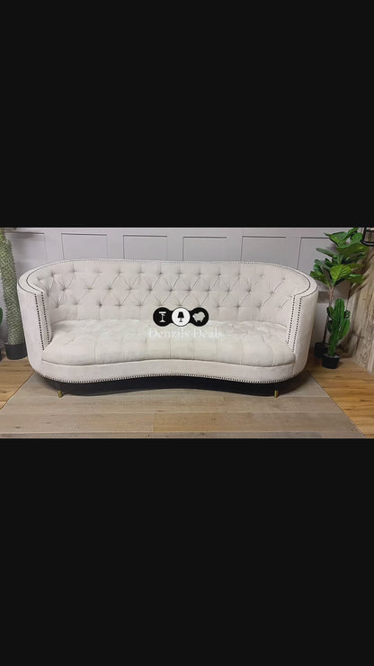 Classic Tufted Curved Back Sofa By English Georgian America