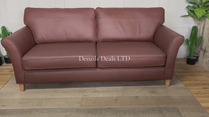 John Lewis Charlotte II Large 3 Seater Leather Sofa, Matt Chestnut R41