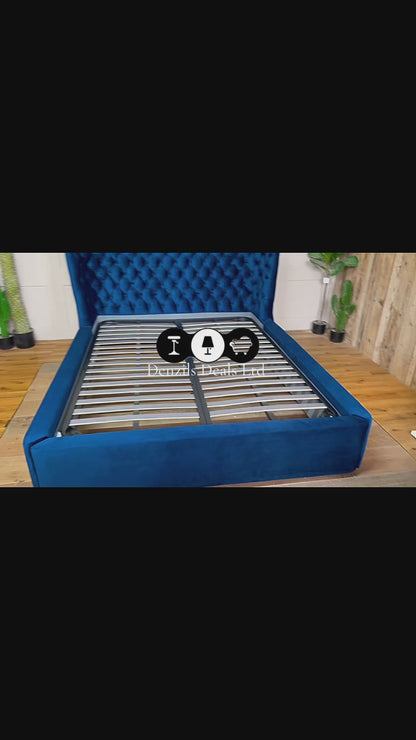Dwell Cavendish Blue Velvet King Size Ottoman Storage Bed Frame RRP £1149