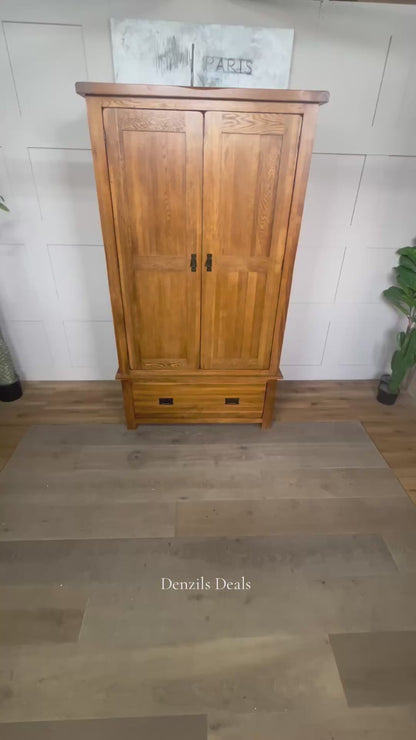ORIGINAL RUSTIC Rustic Solid OakDouble Wardrobe Oak Furniture Land