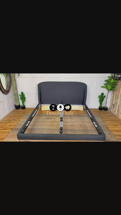 John Lewis Show-Wood Upholstered Bed Frame, King Size, Brushed Tweed Charcoal R19
