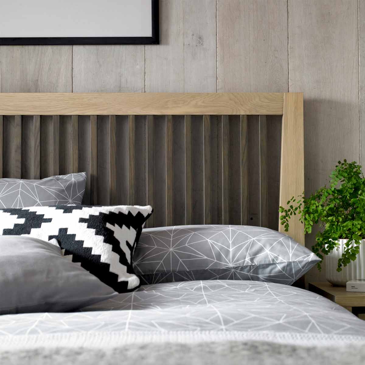 Rimini Aged Oak & Weathered Oak Slatted Bed Frame King 150cm