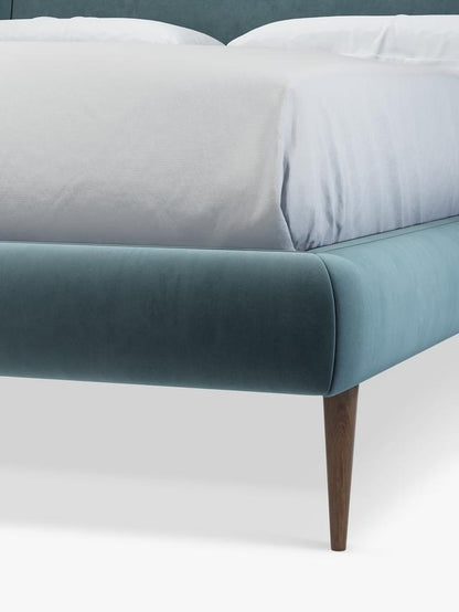 John Lewis Mid-Century Sweep Upholstered Bed Frame Double Deep Velvet Petrol (cris) rrp £779