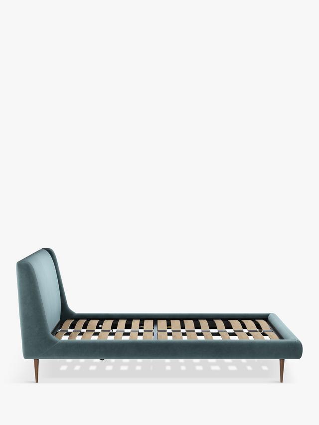 John Lewis Mid-Century Sweep Upholstered Bed Frame Double Deep Velvet Petrol (cris) rrp £779