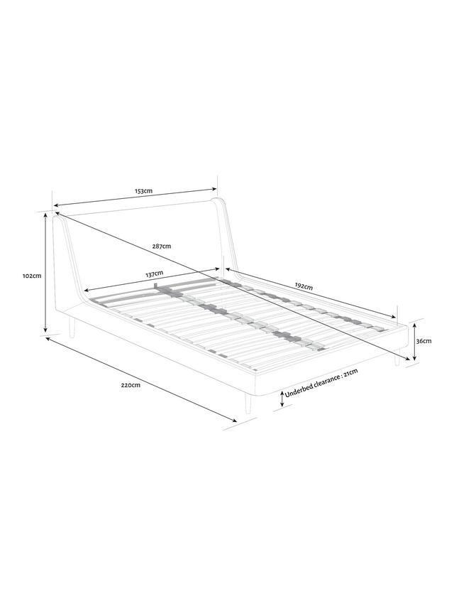 John Lewis Mid-Century Sweep Upholstered Bed Frame Double Deep Velvet Petrol (cris) rrp £779
