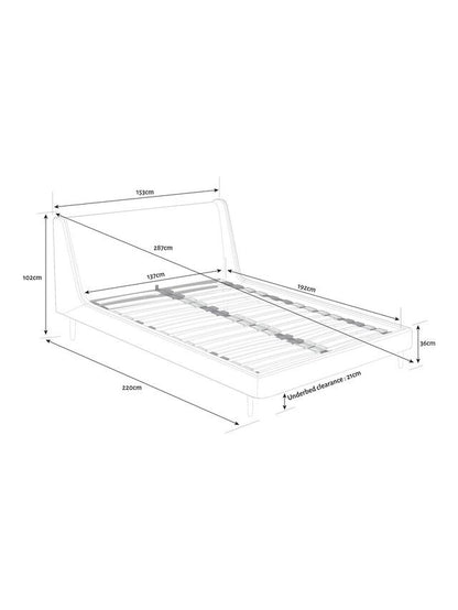 John Lewis Mid-Century Sweep Upholstered Bed Frame Double Deep Velvet Petrol (cris) rrp £779