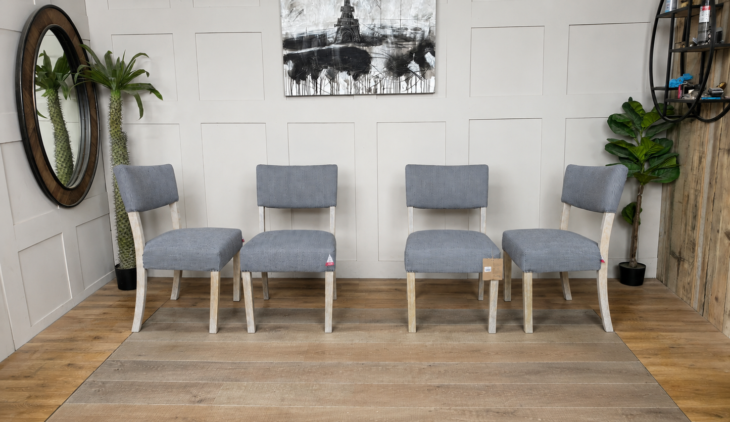 nkuku Nadeeka linen upholstered Dining Chairs, Set of 4  Soft Grey